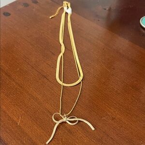 Gold Layered Bow Necklace
